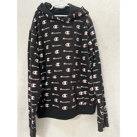 Champion Boys Pullover Hoodie Sweatshirt Black Size XL all over print black - Picture 1 of 9